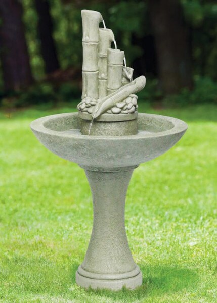 Bamboo Spill Stone Fountain Asian Modern Contemporary Cement Art